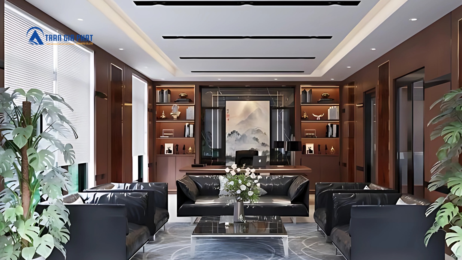 Kết hợp đá hoa văn với các loại cây xanh