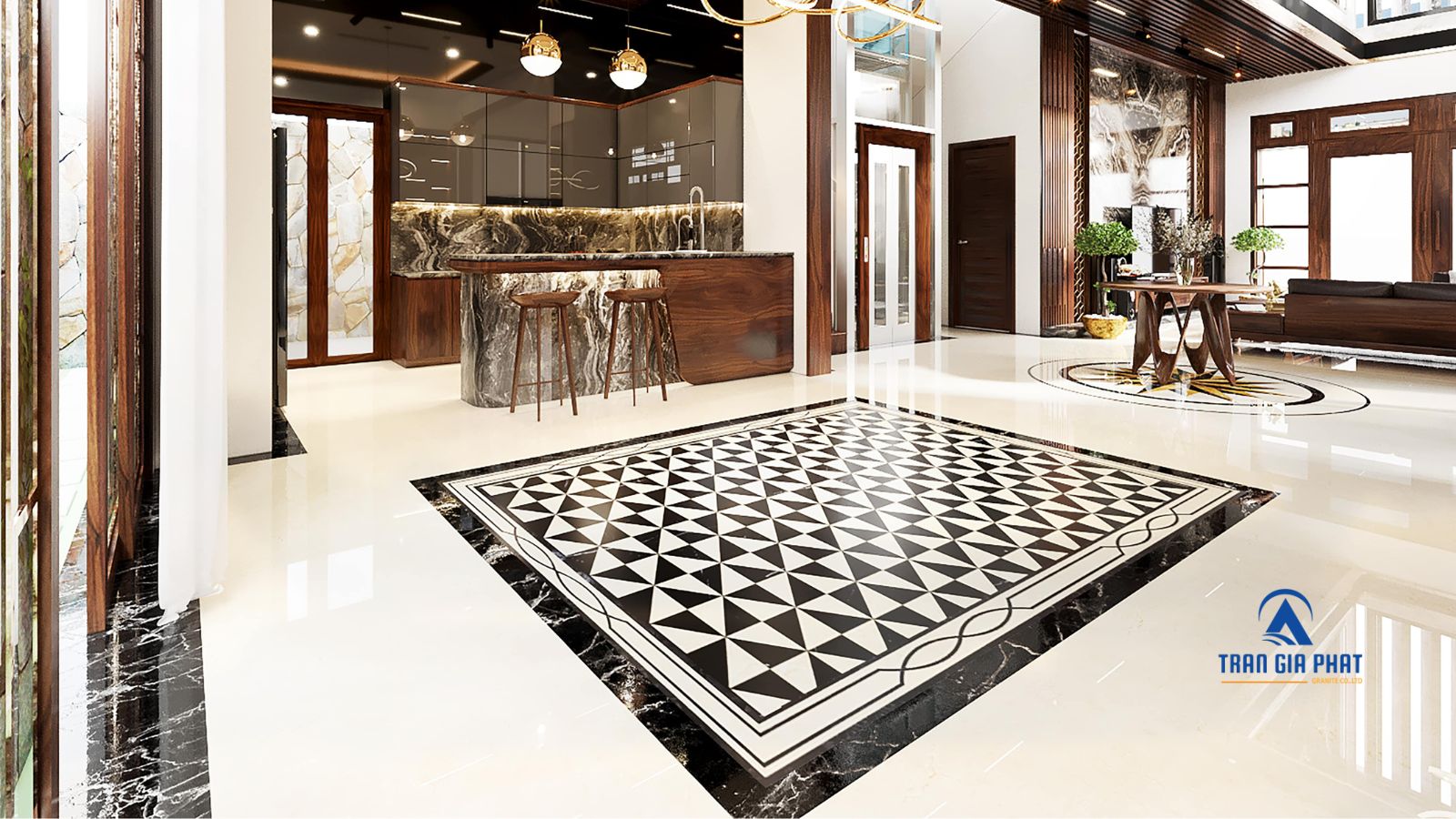 Mẫu đá hoa văn hình vuông