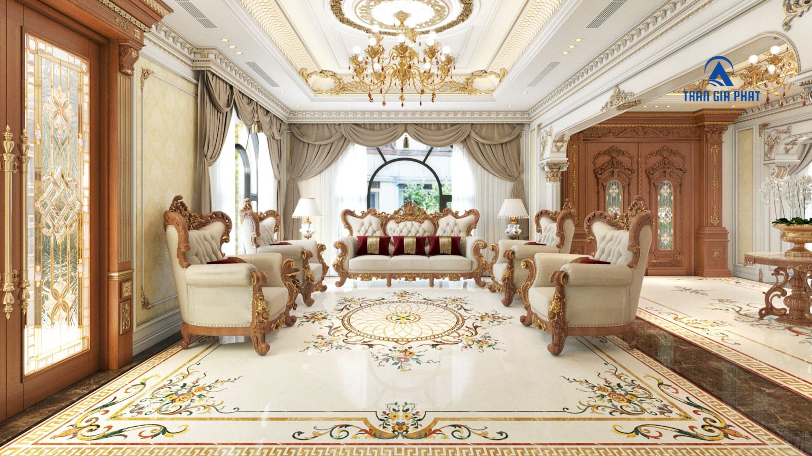 Mẫu đá lát sảnh nhà hoa văn Luxury