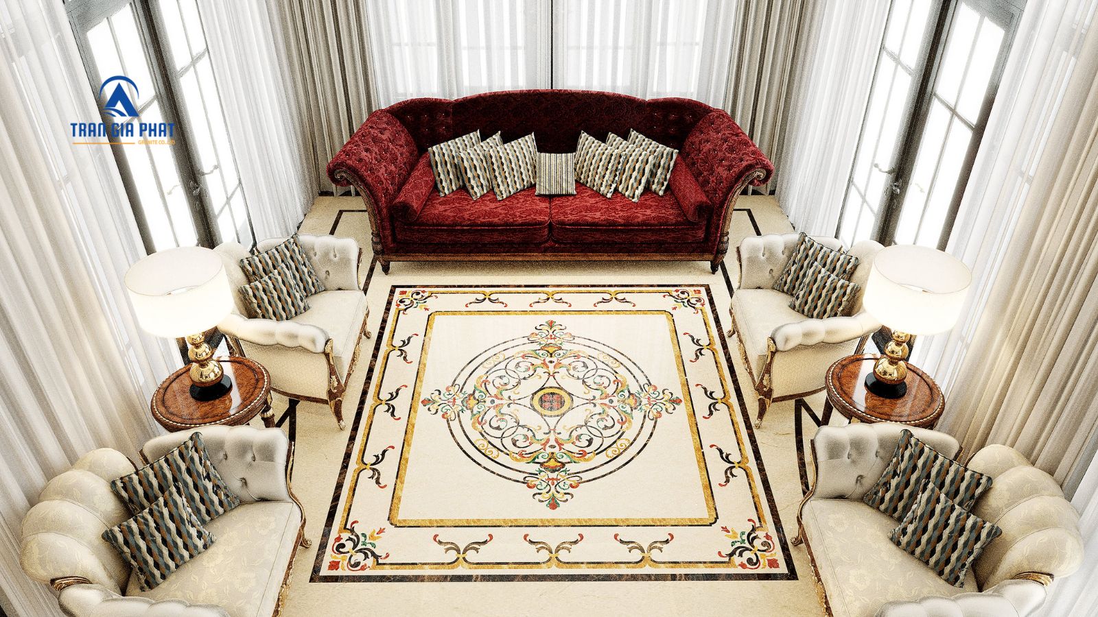 Mẫu đá lát sảnh nhà hoa văn hình vuông