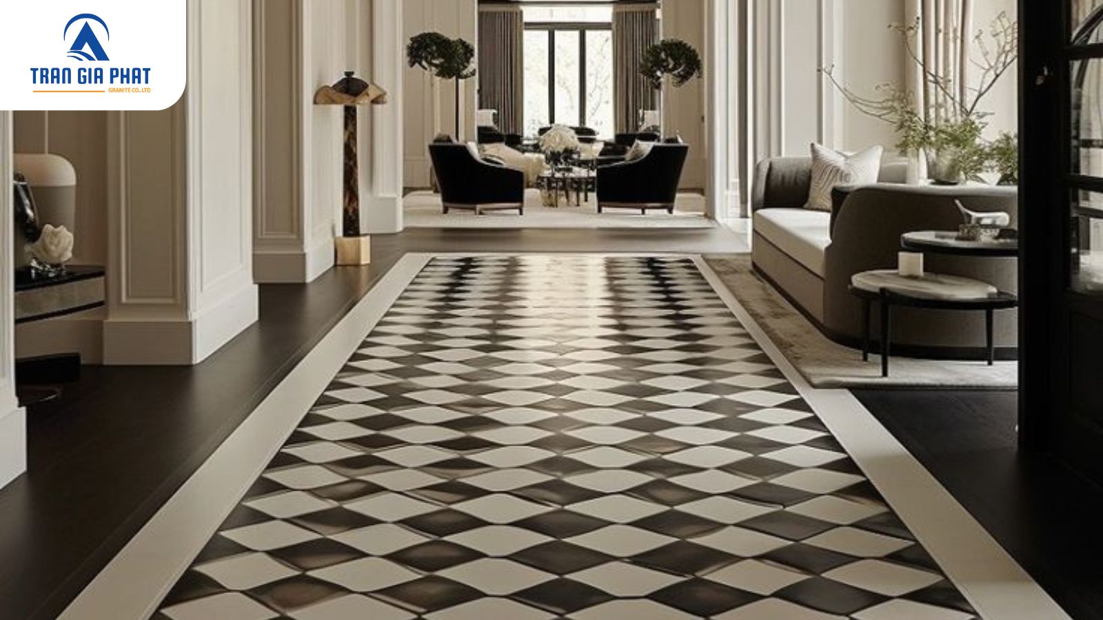 Mẫu hoa văn đá hình học đối xứng