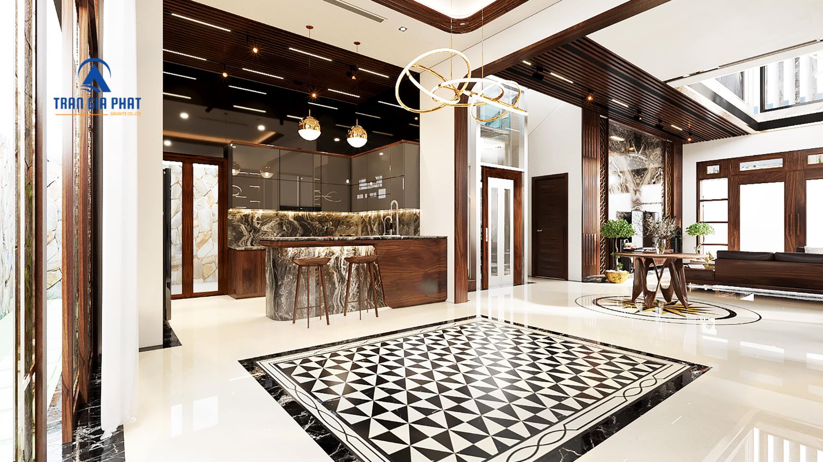 Mẫu hoa văn đá granite hiện đại