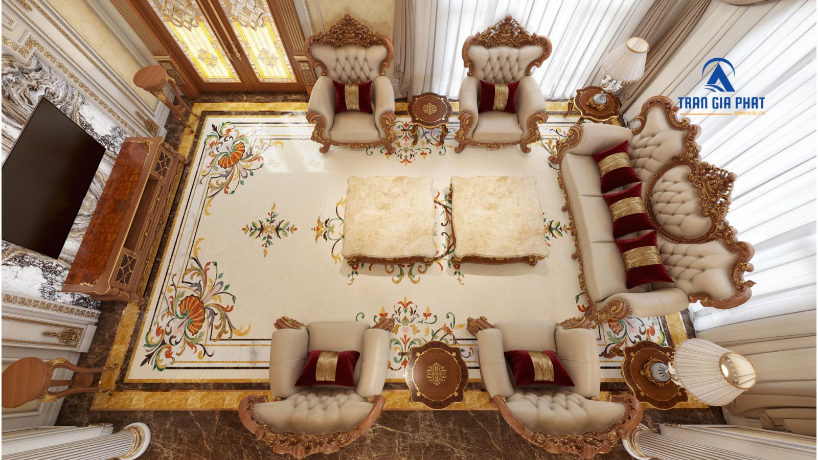 Đá hoa văn trang trí phòng khách