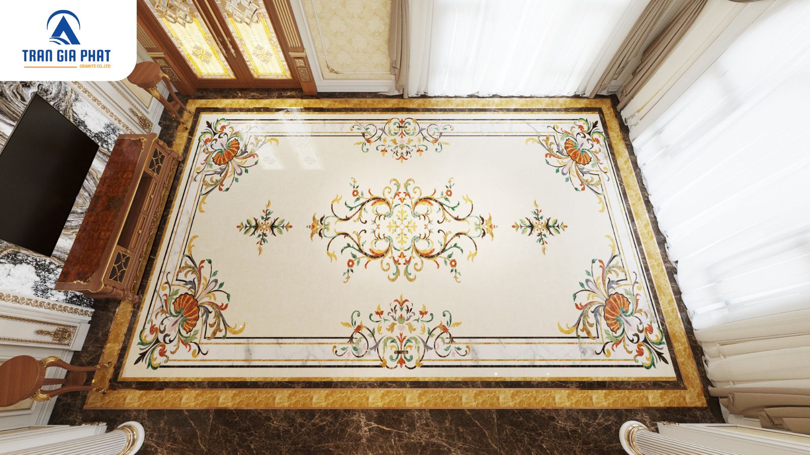 Mẫu hoa văn đá hình vuông