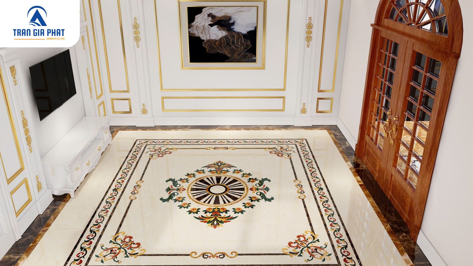 Mẫu hoa văn đá hình vuông cho phòng ngủ