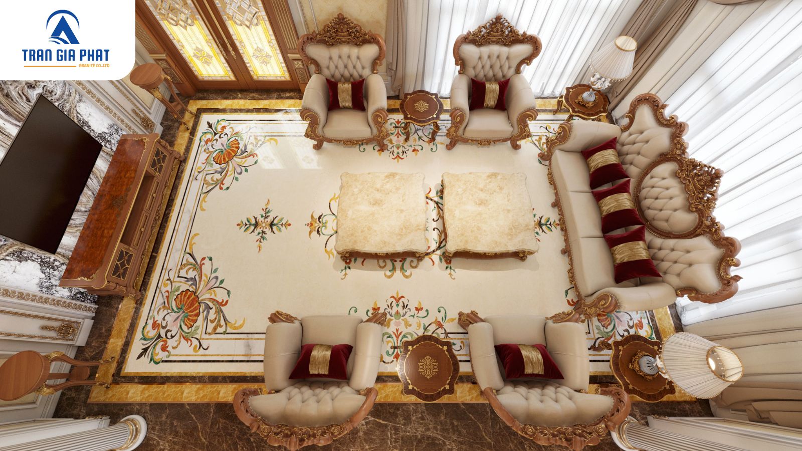 Hoa văn đá hoa cương hình vuông