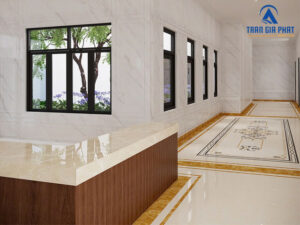 Đá hoa văn cổ điển còn giúp chia tách không gian một cách nhẹ nhàng và uyển chuyển