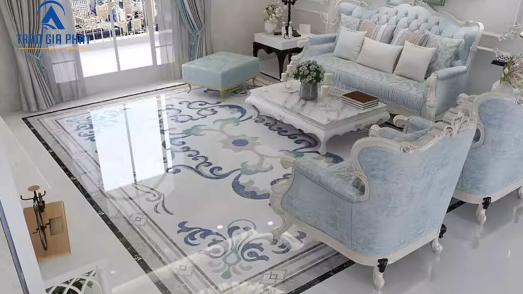 Vệ sinh đều đặn giúp đá hoa văn luôn giữ được độ bóng đẹp sang trọng