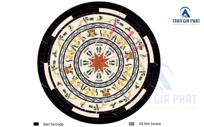 Mẫu đá hoa văn trống đồng đen tí chớp