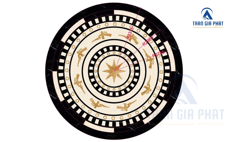 Mẫu thiết kế đá hoa văn trống đồng đẹp đơn giản