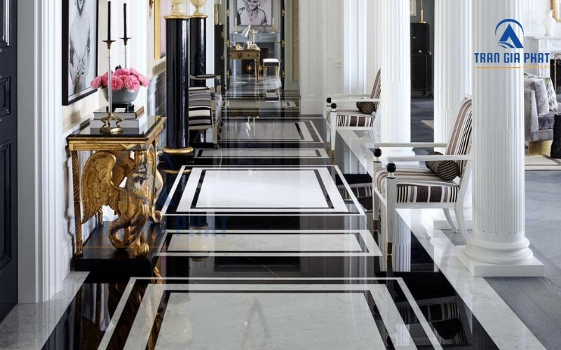 Đá Marble trang trí sảnh phụ hình vuông đơn giản