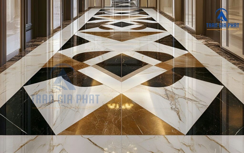 Ứng dụng đá Marble hoa văn ốp lát sảnh biệt thự.