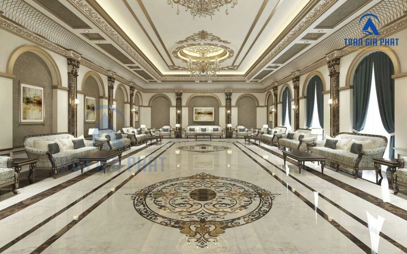 Marble vàng Ai Cập, đá nâu cà phê hoặc vân gỗ nâu vàng là lựa chọn vượng khí cho người mệnh Thổ